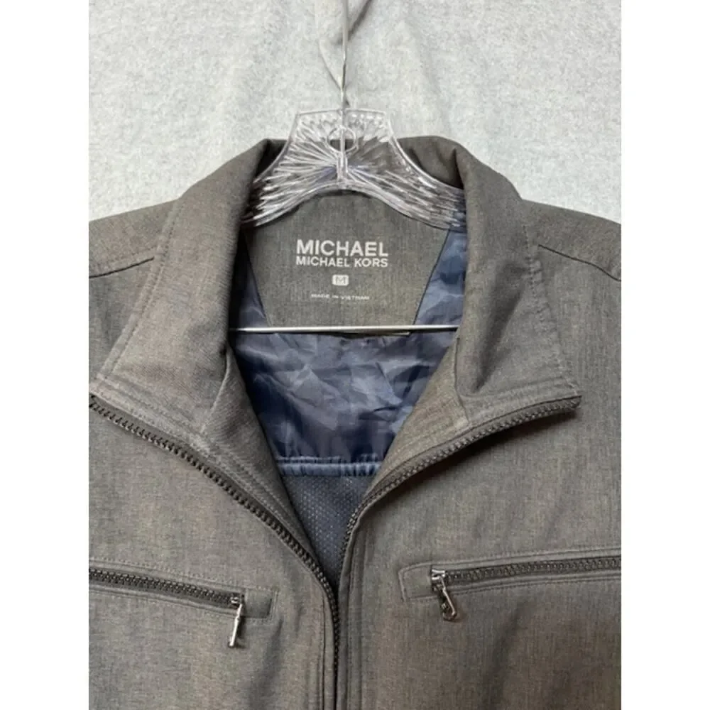 Michael Kors Mens Moto Jacket Heathered Gray Size M Medium - Picture 4 of 6